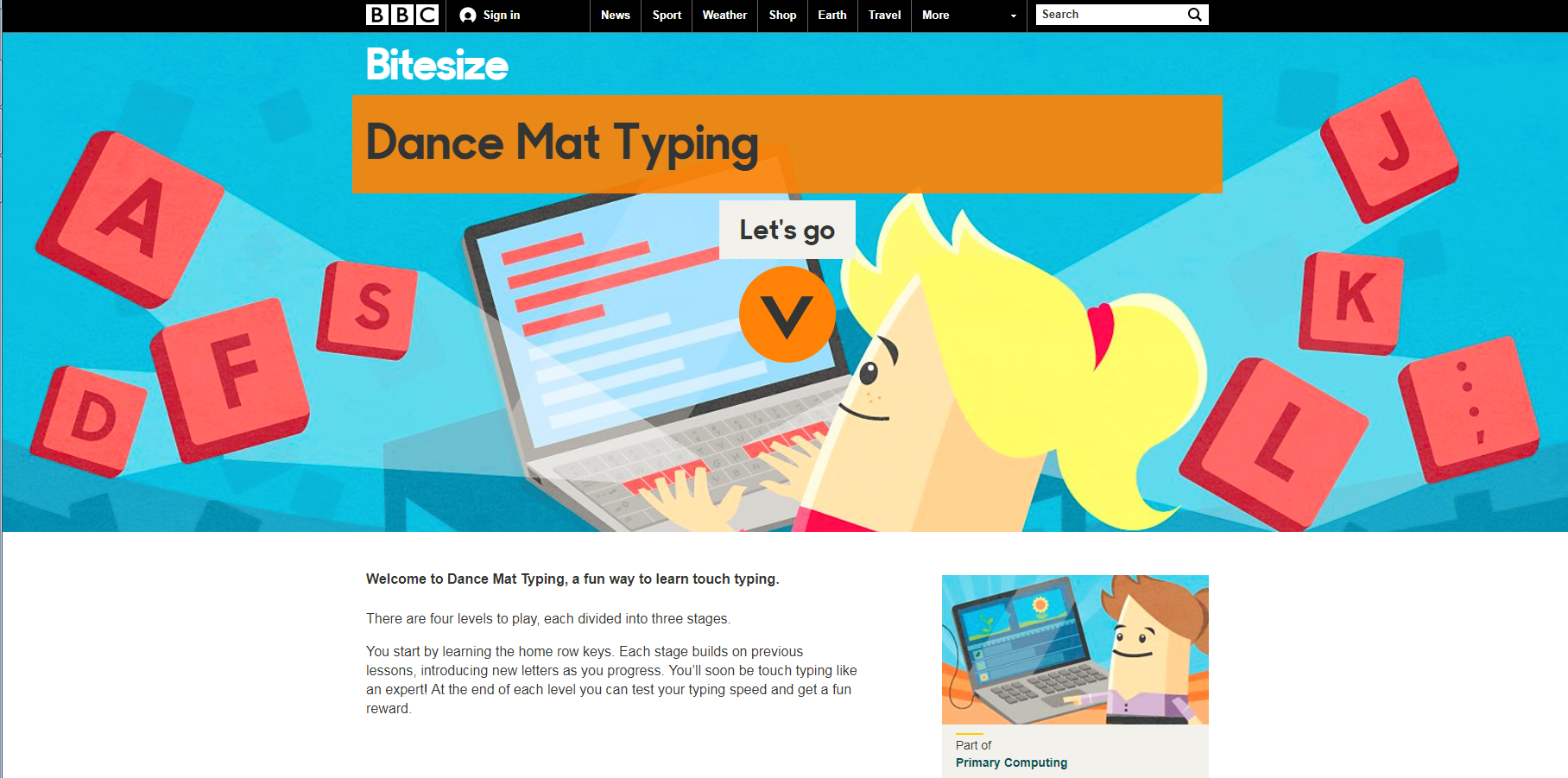 DANCE MAT TYPING BBC LEVEL 1 TO 5